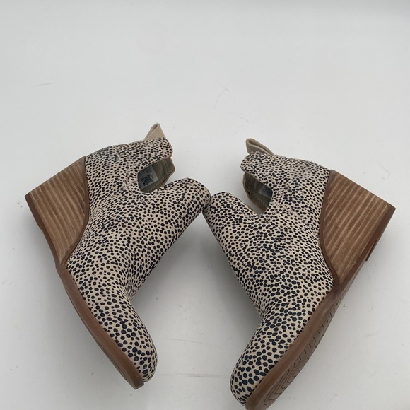 Toms Speckled Ankle Booties Black Cream wedge women 7.5 suede polka dot casual - Picture 7 of 13